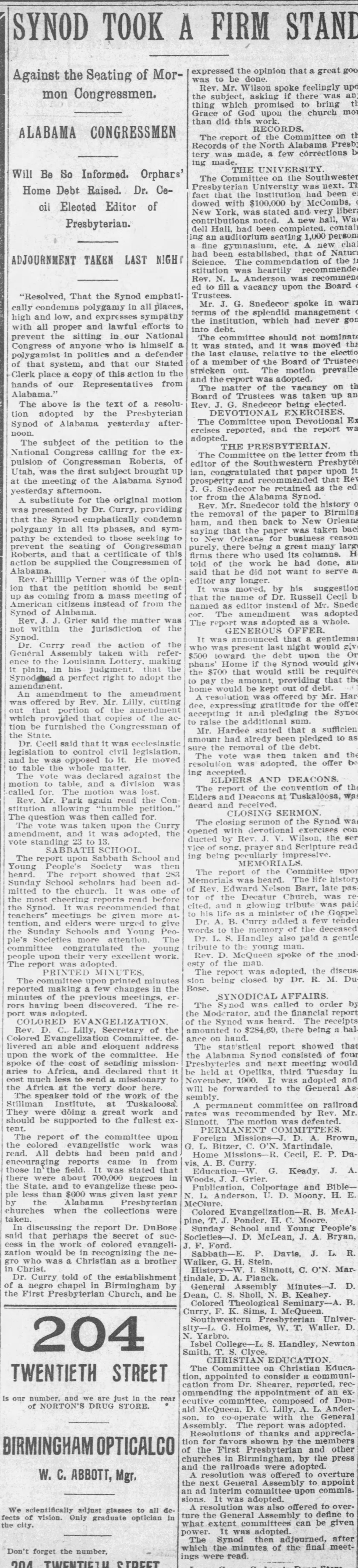 Synod Took a Firm Stand